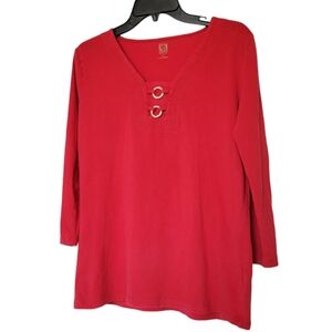 Anne Klein Sport Long Sleeve Cotton Blouse